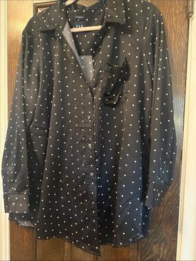 GAP Black Polka Dot Button-Up Blouse